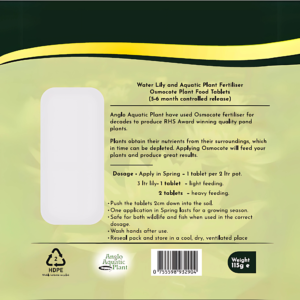 Aquatic plant fertiliser instructions - back of packet